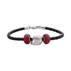 Insignia Collection Nascar Jeff Gordon Leather Bracelet And Sterling Silver Helmet Bead Set, Women's, Size: 7.5, Red