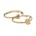 Lc Lauren Conrad Gold Tone Simulated Crystal Arrow Ring Set, Women's, Size: 3.50, Multicolor