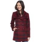 Juniors' Iz Byer Plaid Faux-wool Jacket, Teens, Size: Xl, Red