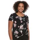 Juniors' Plus Size Candie's&reg; Knot-front Crepe Top, Teens, Size: 3xl, Light Blue