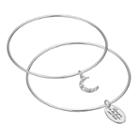 Love This Life Love You To The Moon Charm Bangle Bracelet Set, Women's, Grey