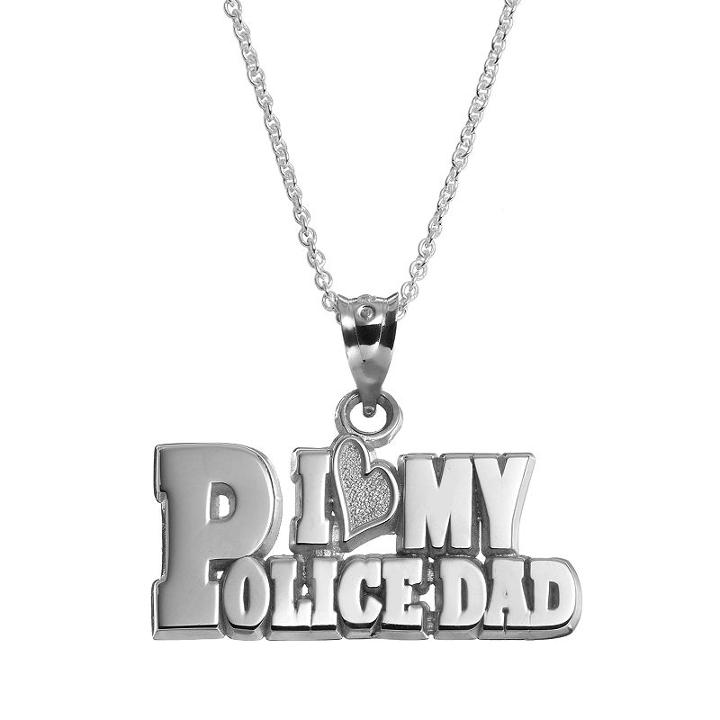 Insignia Collection Sterling Silver I Love My Police Dad, Women's, Size: 18, Multicolor
