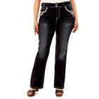 Juniors' Plus Size Wallflower Curvy Dark Wash Bootcut Jeans, Teens, Size: 22 W, Light Blue