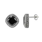 Lavish By Tjm Sterling Silver Black Onyx Stud Earrings - Made With Swarovski Marcasite, Women's