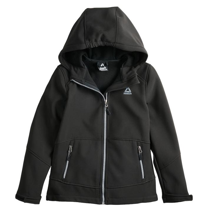 Girls 7-16 Reebok Softshell Midweight Fleece-lined Jacket, Size: 10-12, Black
