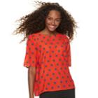 Juniors' Grayson Threads Shirred Woven Top, Teens, Size: Xl, Red