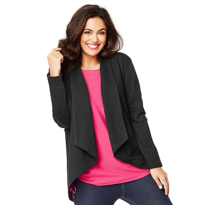 Plus Size Just My Size Flyaway Cardigan, Women's, Size: 4xl, Black