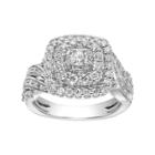 Lovemark 10k White Gold 1 Carat T.w. Diamond Cushion Tiered Halo Engagement Ring, Women's, Size: 5