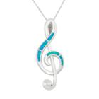 Lab-created Blue Opal Sterling Silver Treble Clef Pendant Necklace, Women's, Size: 18