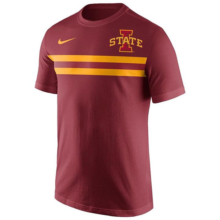 Men's Nike Iowa State Cyclones Team Stripe Tee, Size: Xxl, Med Red