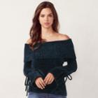 Women's Lc Lauren Conrad Ribbed Off-the-shoulder Chenille Sweater, Size: Small, Light Blue
