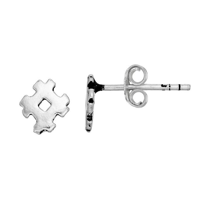 Itsy Bitsy Sterling Silver Hashtag Stud Earrings, Women's