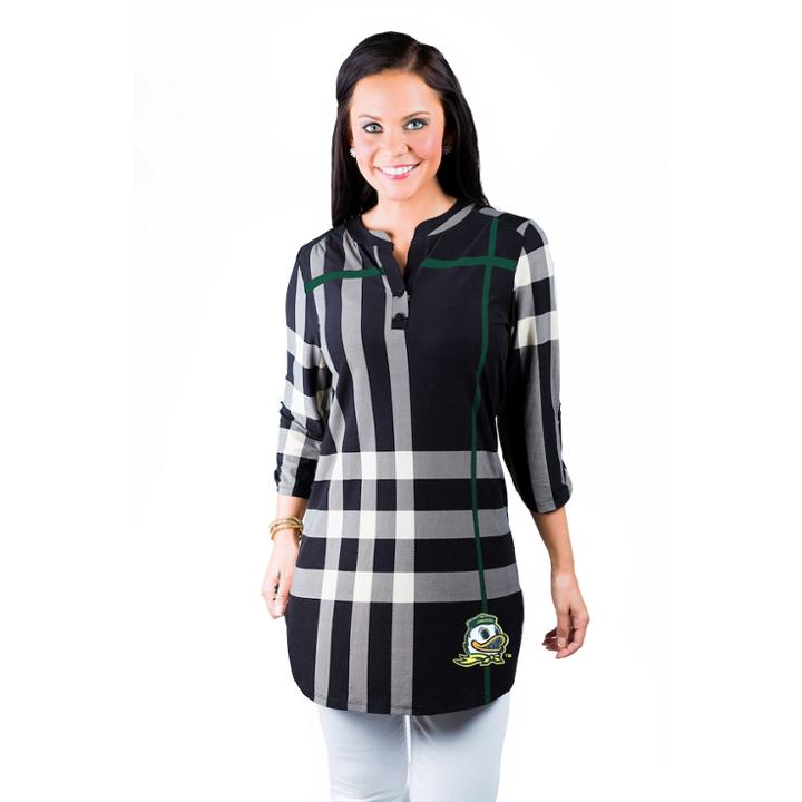 Women's Gameday Couture Oregon Ducks Plaid Tunic, Size: Xl, Grey