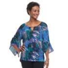 Women's Dana Buchman Print Kimono-sleeve Top, Size: Xl, Brt Blue