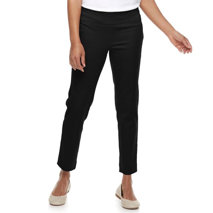 Petite Croft & Barrow&reg; Effortless Stretch Pull-on Pants, Women's, Size: 14 Petite, Black