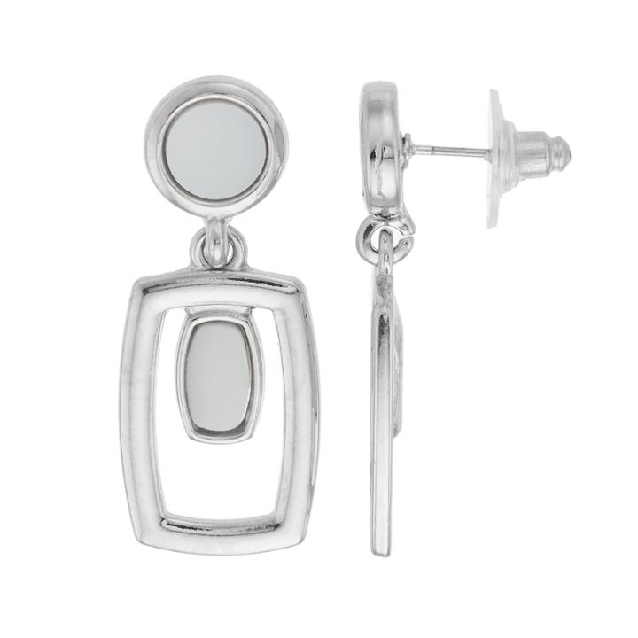 Geometric Nickel Free Drop Earrings, Women's, White