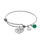 Love This Life Crystal & Aventurine Family Heart Charm Bangle Bracelet, Women's, Multicolor