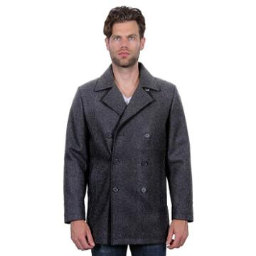 Men's Tahari Elements Double-breasted Wool-blend Waterproof Peacoat, Size: Large, Grey (charcoal)