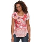 Women's World Unity Printed Scoopneck Tee, Size: Xl, Red