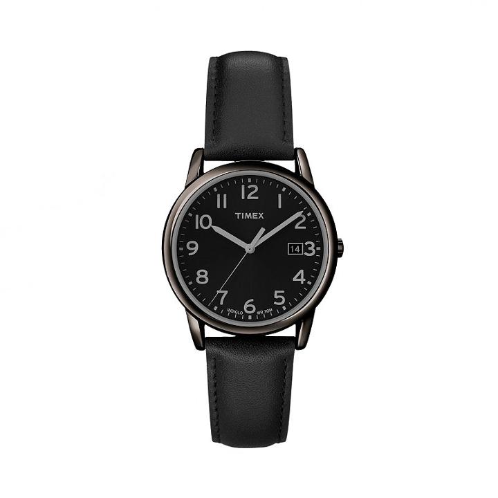 Timex Men's Leather Watch - T2n947kz, Black