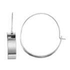 Flat Tube Wire Hoop Earrings, Women's, Silver