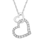 1/5 Carat T.w. Diamond Sterling Silver Double Heart Pendant Necklace, Women's, White