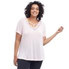 Plus Size Balance Collection Abby Strappy V-neck Tee, Women's, Size: 1xl, Light Pink