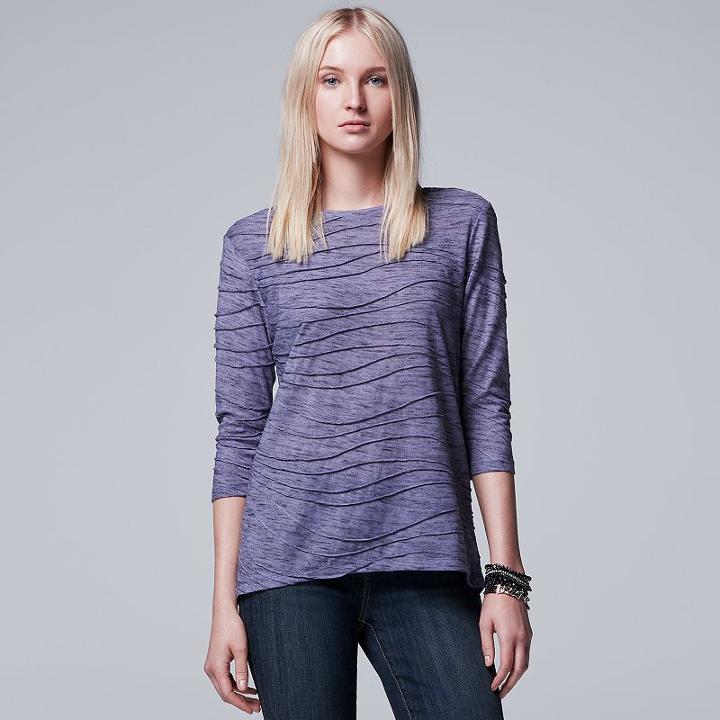 Women's Simply Vera Vera Wang Windy Jacquard Crewneck Tee, Size: Large, Med Purple