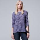 Women's Simply Vera Vera Wang Windy Jacquard Crewneck Tee, Size: Large, Med Purple