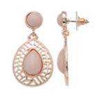 Rose Gold Tone Peach Cabochon Teardrop Earrings, Women's, Pink