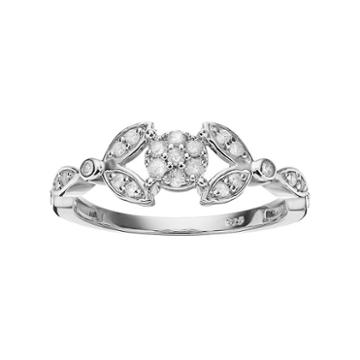I Promise You Sterling Silver 1/4 Carat T.w. Diamond Flower Promise Ring, Women's, Size: 7, White