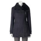 Women's Weathercast Asymmetrical Faux-shearling Jacket, Size: Xl, Black
