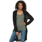 Juniors' So&reg; Hooded Long Cardigan, Teens, Size: Medium, Black