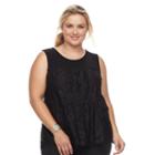 Plus Size Design 365 Tiered Lace Tank, Women's, Size: 1xl, Black