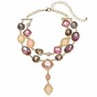Geometric Stone Double Strand Choker Necklace, Women's, Ovrfl Oth