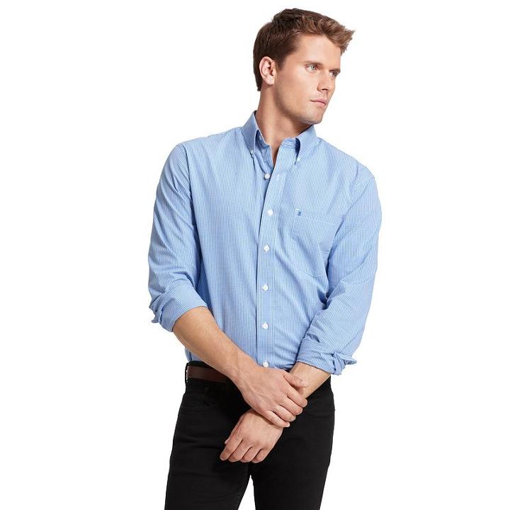 Big & Tall Izod Checked Casual Button-down Shirt, Men's, Size: 2xb, Med Blue