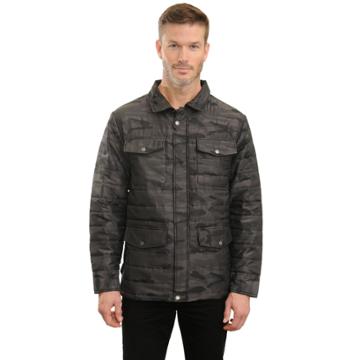 Men's Mountain And Isles Camo Puffer Shirt Jacket, Size: Xl, Dark Grey