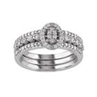 Sterling Silver 1/3 Carat T.w. Diamond Halo Engagement Ring Set, Women's, Size: 9, White