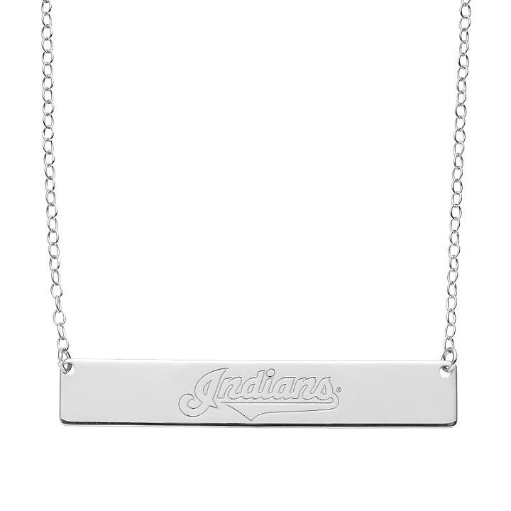 Cleveland Indians Sterling Silver Bar Necklace, Women's, Size: 16, Grey