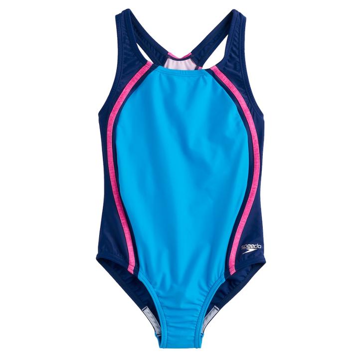 Girls 7-16 Speedo Solid Sport One-piece Swimsuit, Size: 7, Blue