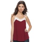 Juniors' Pink Republic Woven Print V-neck Tank, Teens, Size: Large, Med Purple