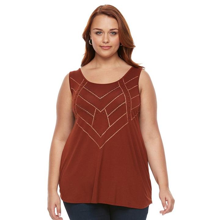 Plus Size Apt. 9&reg; Strappy Back Tank Top, Women's, Size: 2xl, Med Brown