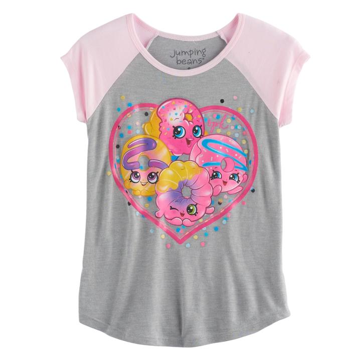 Girls 4-10 Jumping Beans&reg; Shopkins Heart Raglan Tee, Size: 6, Light Grey