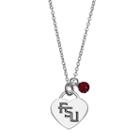 Fiora Sterling Silver Florida State Seminoles Heart Pendant Necklace, Women's, Size: 18, Red