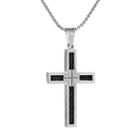 Lynx Stainless Steel Two Tone Cross Pendant Necklace - Men, Size: 24, Grey