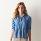 Women's Sonoma Goods For Life&trade; Chambray Peplum Blouse, Size: Xxl, Blue (navy)