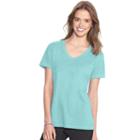 Women's Champion V-neck Tee, Size: Large, Light Blue