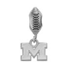 Dayna U Sterling Silver Michigan Wolverines Team Logo Football Charm, Women's, Grey