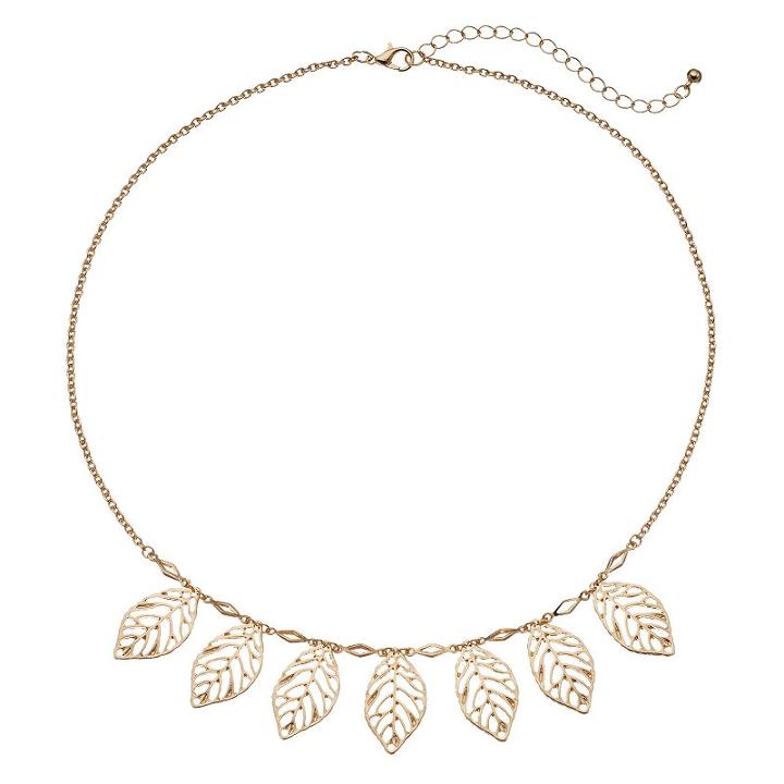 Mudd&reg; Openwork Leaf Necklace, Girl's, Gold