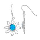 Sterling Silver Lab-created Blue Opal Sun & Moon Drop Earrings, Women's